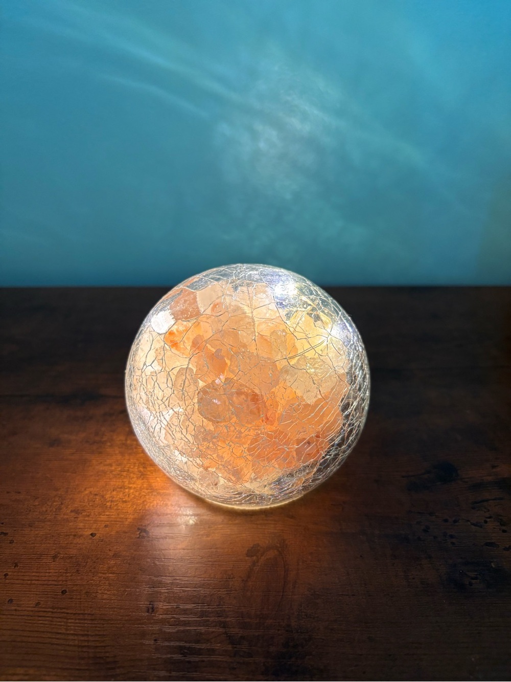 LED Crackle Globe with Himalayan Salt Lamp – Warm White Fairy Lights